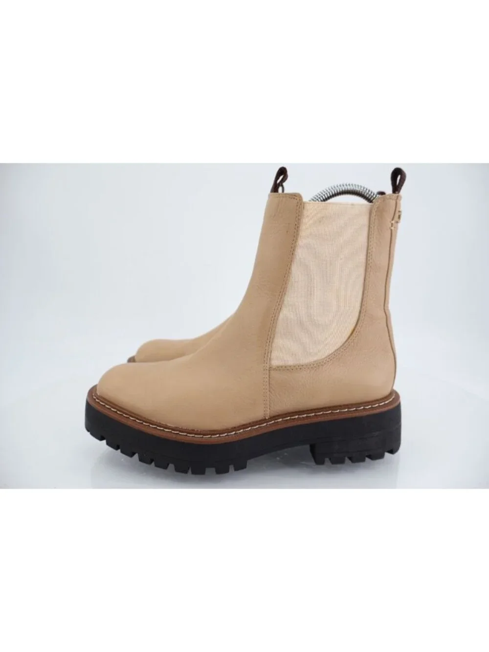 Sam Edelman Boots Laguna Chelsea Womens 6.5 Tan Leather Pull On Lug Sole Chunky